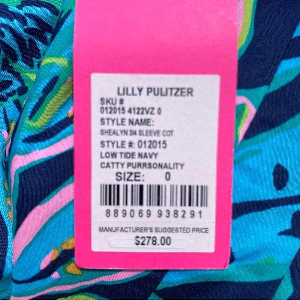 Lilly Pulitzer Shealyn Caftan Maxi Dress Catty Purrsonality Blue Size 0 NWT - Picture 7 of 10